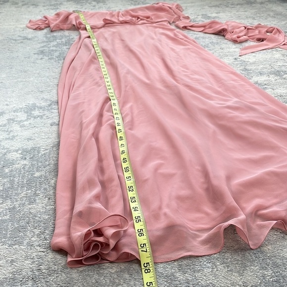 NWT Jenny Packham Ruffled Cold Shoulder Maxi Dress Flounce Overlay Desert Rose 4 - Picture 7 of 11